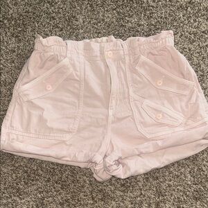 American Eagle High-Waisted Light Pink Stretch Denim Cargo Shorts Size 12